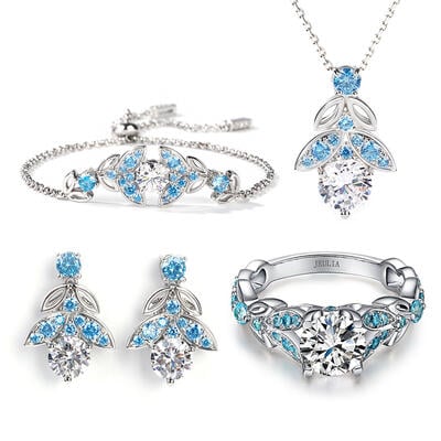 Jeulia Butterfly Round Cut Sterling Silver Jewelry Set