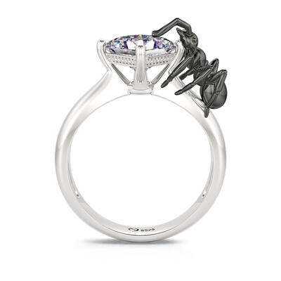 Jeulia Hug Me "Fascinating Insect" Ant Princess Cut Sterling Silver Ring