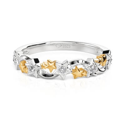 Jeulia Simple Fashion Two Tone Star Ring