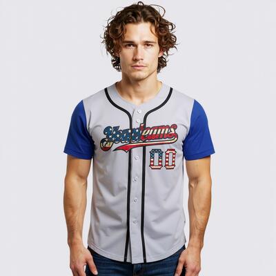 Custom Gray Blue USA Flag Baseball Jersey Salute to Service Personalized Name and Number Ideal for Veteran Events and Patriotic Games