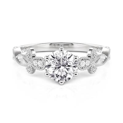 Jeulia Infinity Beaded Round Engagement Ring Sterling Silver