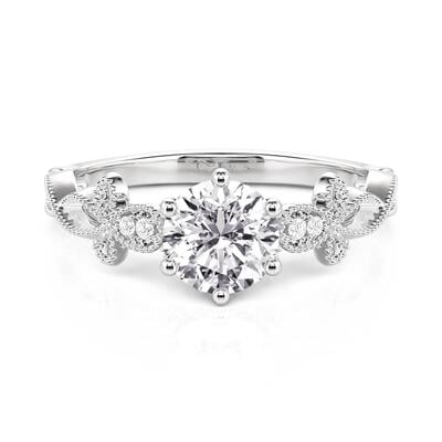 Jeulia Infinity Beaded Round Engagement Ring Sterling Silver