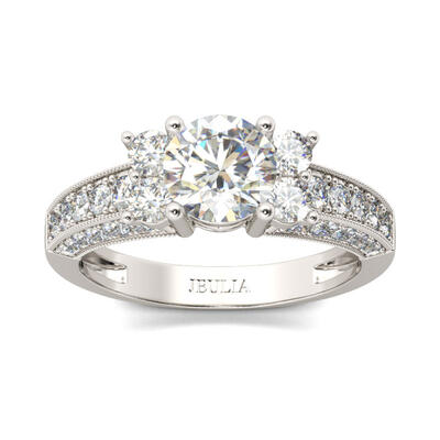 Jeulia Vintage Milgrain Round Cut Sterling Silver Cluster Ring