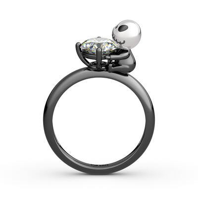 Jeulia Hug Me "Pumpkin King" Skull Design Round Cut Sterling Silver Ring