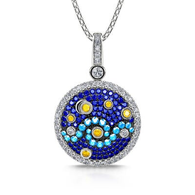 Jeulia "Pure Night" The Starry Night Inspired Sterling Silver Necklace