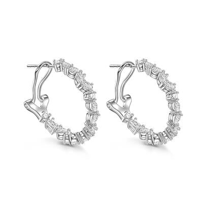 Jeulia Multi-shaped Sterling Silver Hoop Earrings