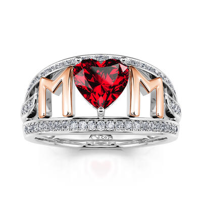 Jeulia "Eternal Love for Mom" Heart Cut Sterling Silver Ring