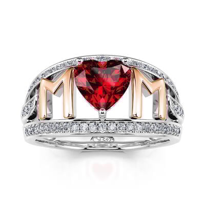 Jeulia "Eternal Love for Mom" Heart Cut Sterling Silver Ring