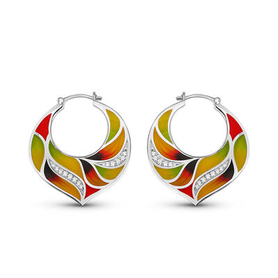 Jeulia "Bold & Bright" Multicolored Enamel Sterling Silver Earrings