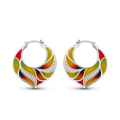 Jeulia "Bold & Bright" Multicolored Enamel Sterling Silver Earrings