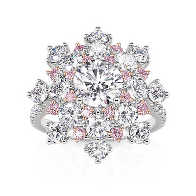 Jeulia Irregular Halo Blush Fireworks Cluster Ring