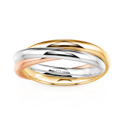 Jeulia Crossover Design Men's Tricolor Ring Sterling Silver