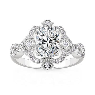 Jeulia Twist Symmetry Elongated Cushion Engagement Ring