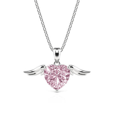 Jeulia Classic Angel Wings Heart Necklace Sterling Silver