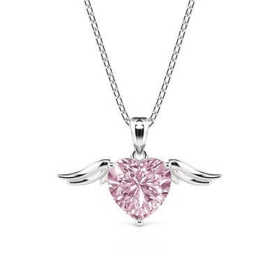 Jeulia Classic Angel Wings Heart Necklace Sterling Silver
