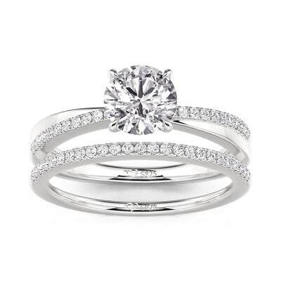 Jeulia Simple Twist Round Cut Engagement Ring Set