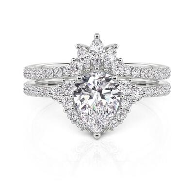 Jeulia Minimalist Cluster Pear Shaped Bridal Set