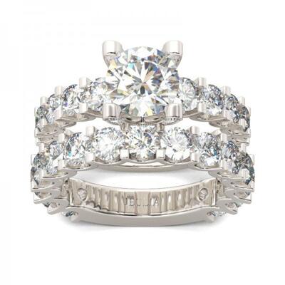 Jeulia Classic Round Cut Sterling Silver Ring Set