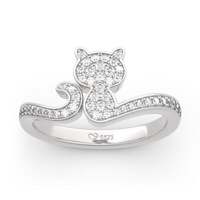 Jeulia Simple Cat Sterling Silver Ring