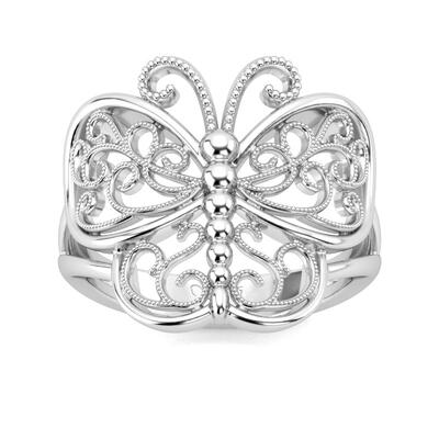 Jeulia Milgrain Butterfly Shape Sterling Silver Ring