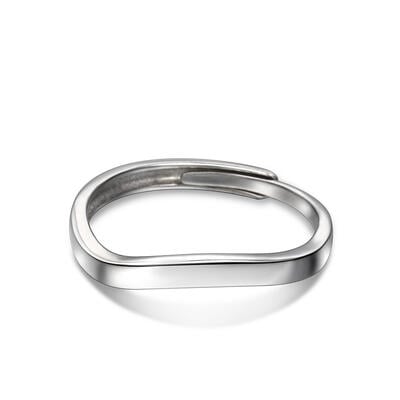 Jeulia "The Only Eternal Love" Simple Polished Adjustable Sterling Silver Women's Band