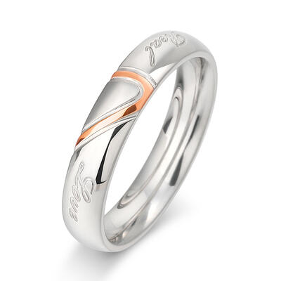 Jeulia Two Tone Heart Titanium Steel Women's Band