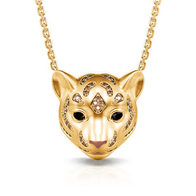 Jeulia "King of the Jungle" Tiger Sterling Silver Necklace