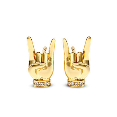 Jeulia "Rock and Roll" Gesture Sterling Silver Earrings