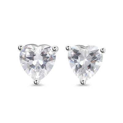 Jeulia Simple Solitaire Heart Stud Earrings with Birthstone