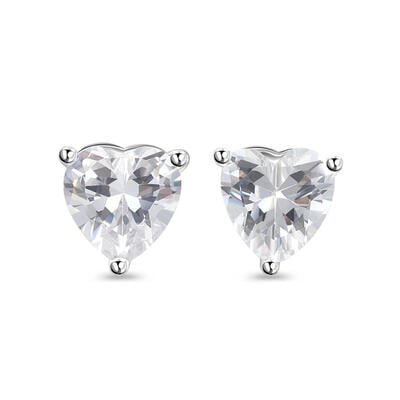 Jeulia Simple Solitaire Heart Stud Earrings with Birthstone