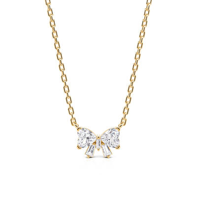 Jeulia Custom Double Heart Bow Necklace with Birthstone