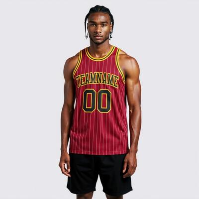 Custom Pinstripe Maroon Basketball Jersey - Authentic Quality, Sleek Stripes, Player Name Print