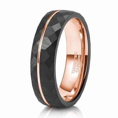 Jeulia Two Tone Hammered Tungsten Steel Men's Band
