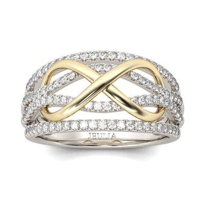 Jeulia Two Tone Infinity Sterling Silver Women's Band