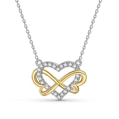 Jeulia Collar para Mujeres de Dos Tonos Infinito Amor Corazón Mariposa Plata Esterlina