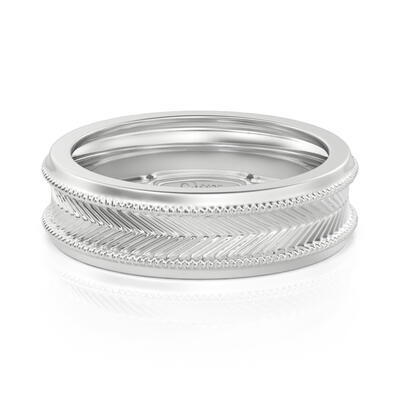 Jeulia Vintage Men's 6mm Beaded Wedding Band Sterling Silver
