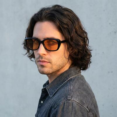 George Schwarze Rechteckige Sonnenbrille