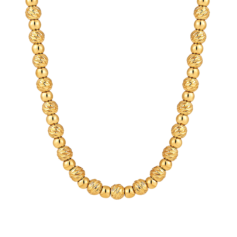 Jeulia "Andy" Style Everyday Gold Tone Stainless Steel Beaded Necklace