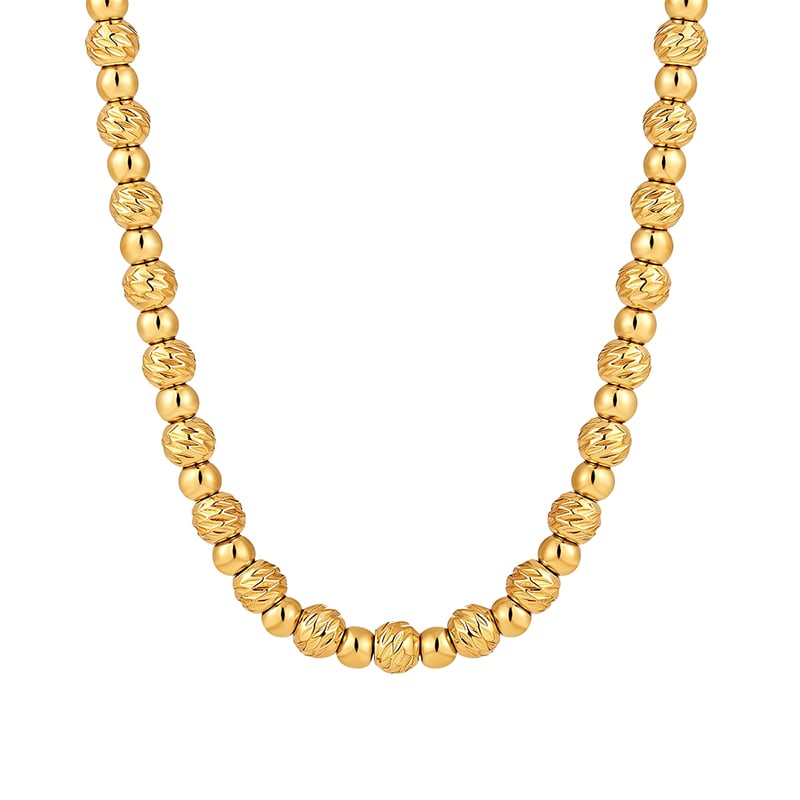 Jeulia "Andy" Style Everyday Gold Tone Stainless Steel Beaded Necklace