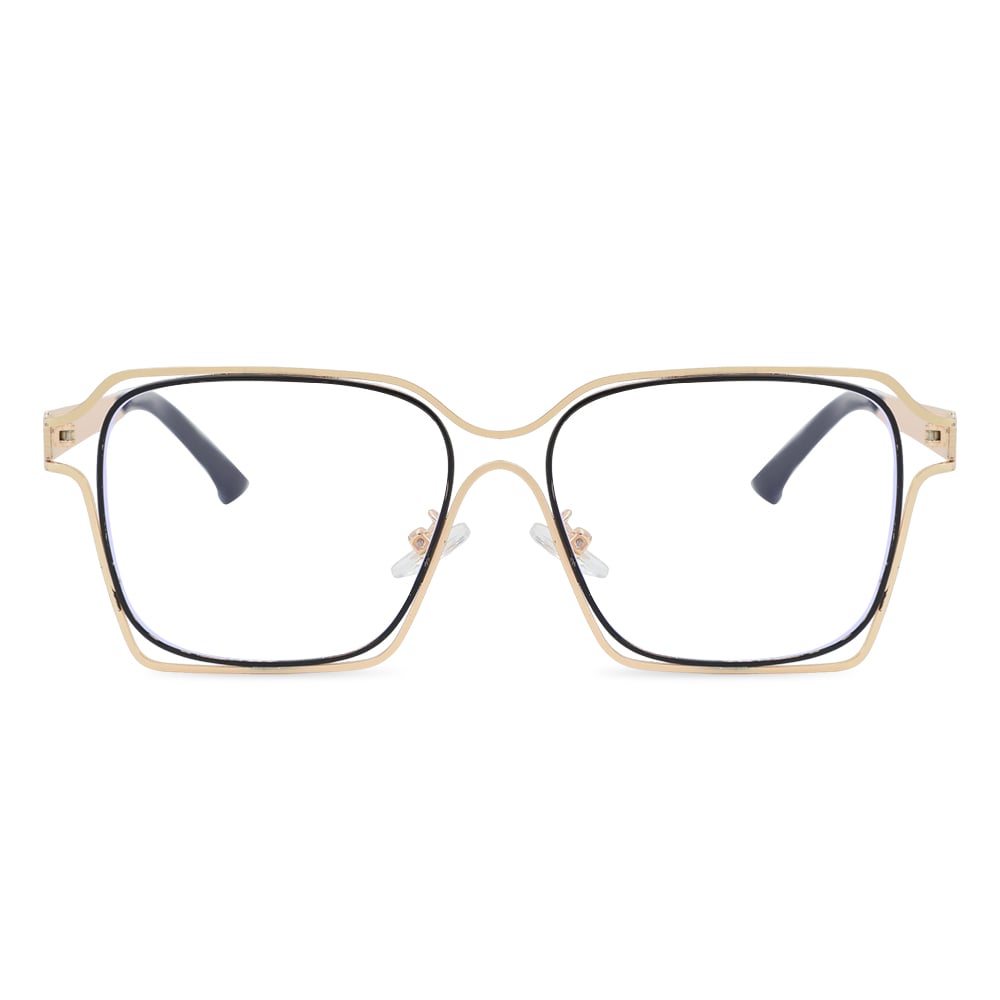 Cotton Gold Square Glasses