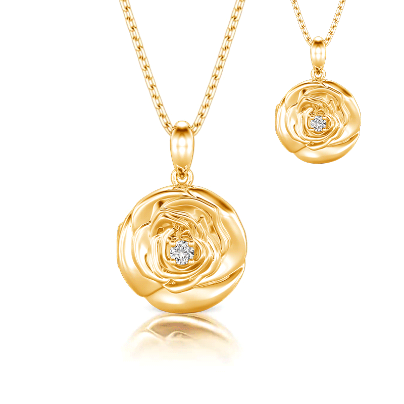 Jeulia Custom Rose Photo Locket Necklace With Birthstone