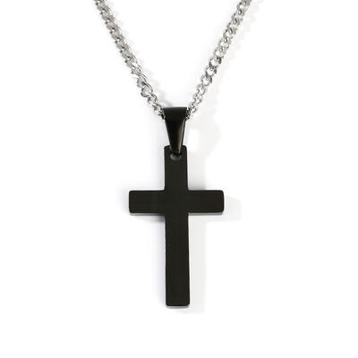 Jeulia Religious Cross Stainless Steel Men's Necklace