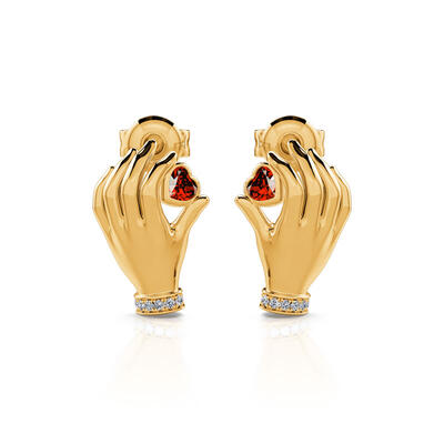 Jeulia "Catch Your Heart" Heart Cut Sterling Silver Stud Earrings