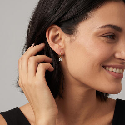 "Swaying Steps" Emerald Cut Drop Earrings