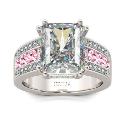 Jeulia Big Center Stone Radiant Cut Sterling Silver Ring