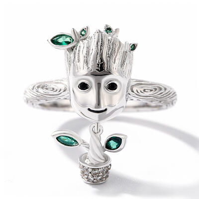 Jeulia Cartoon Tree Man Sterling Silver Dangle Ring
