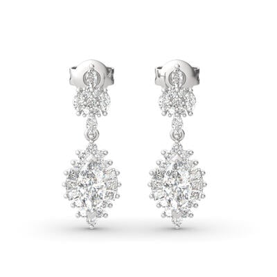Jeulia Dazzling Halo Marquise Cut Sterling Silver Earrings