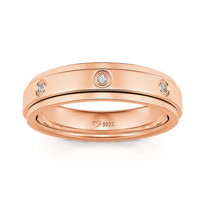 Jeulia Rotatable Round Cut Sterling Silver Spinner Women's Band