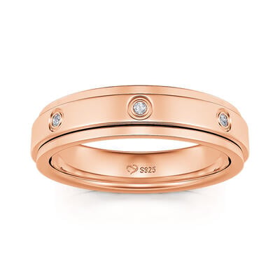 Jeulia Rotatable Round Cut Sterling Silver Spinner Women's Band