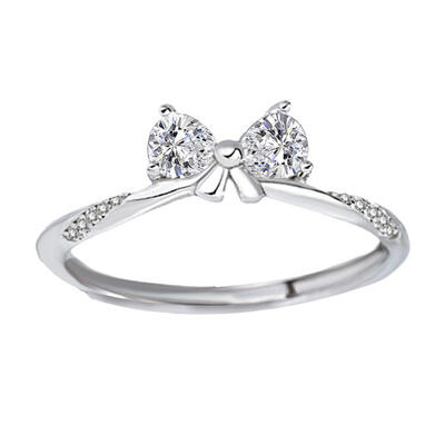 Jeulia Anillo Ajustable de Plata Esterlina con Dos Piedras de Corte Trillón y Lazo